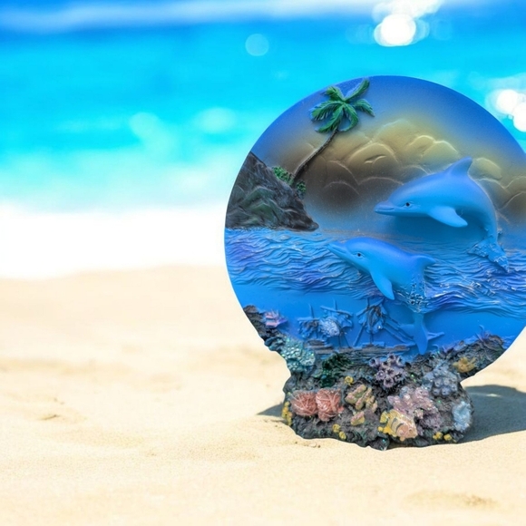 Dolphin Ceramic Plate Decoration 4 1/2 (EUC) - Picture 2 of 4